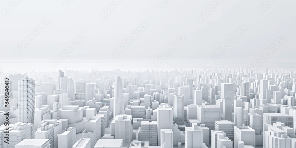 Aufkleber birds eye view of a modern city. urban concept. white clay 3d rendering. created with generative ai 