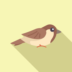 Cute sparrow with brown and beige feathers standing on a branch