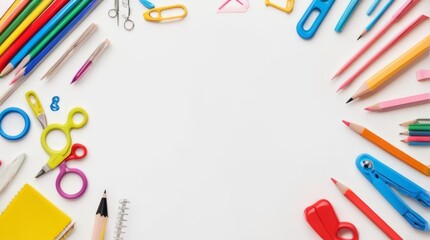 school equipment set illustration back to school background. Back To School Concept. Top View Of Student Table With Backpack, Books And School Stationery background