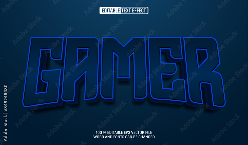 Poster editable 3d text style effect - gamer bold text effect template