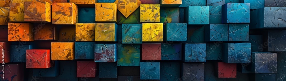 Poster abstract colorful cube pattern background.