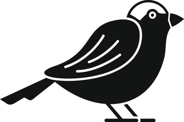 Black silhouette icon of a small bird standing in profile