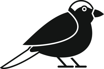 Simple icon of a bird with short beak standing still