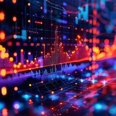 A high-quality stock photo featuring an interactive stock market graph displayed on a touchscreen device. The image showcases financial data being analyzed and monitored in a modern digital interface,