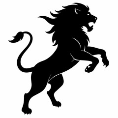 angry lion in a jump vector silhouette 