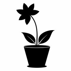Indoor plant, flower Isolated Flat vector silhouette