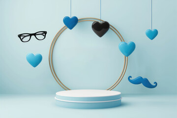 Happy Father's Day podium blue background