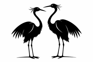 Heron couple in love  vector silhouette 