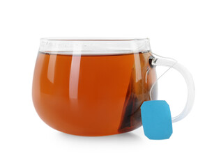 Tasty tea in cup isolated on white