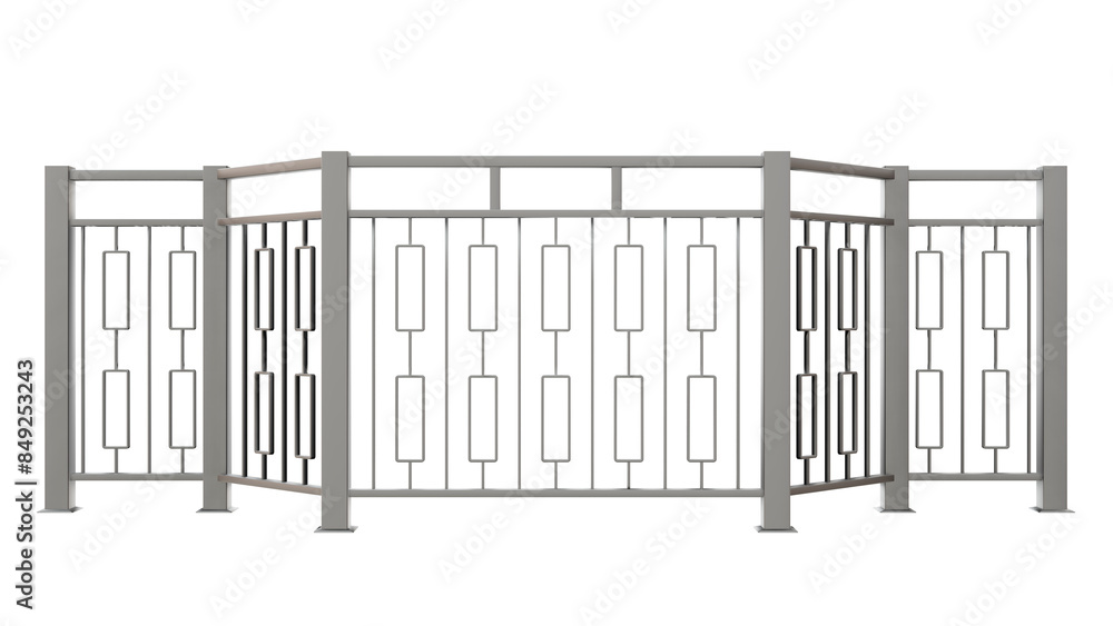 Poster 3d illustration showcases a captivating stainless steel balustrade featuring a modern vertical recta