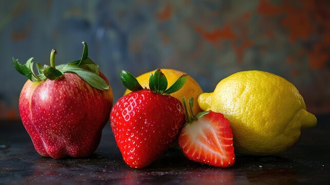 Image of strawberries apples and lemons