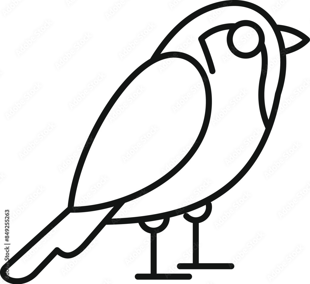 Poster minimalist line art icon of a small bird standing in side view