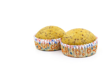  banana cup cake isolated on a white background