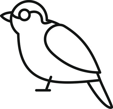 recommend clip art: Minimalist line art icon of a small bird standing, side view