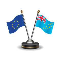 European Union and Tuvalu table flags relation with background transparent