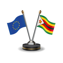 European Union and Zimbabwe table flags relation with background transparent