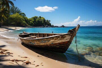 Obraz premium Tranquility in Karon, Phuket Golden Sea and coconut trees., generative IA