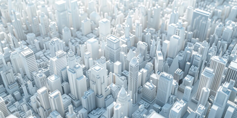 Fototapeta premium Birds Eye view of a modern city. Urban concept. White clay 3D rendering. Created with Generative AI technology.