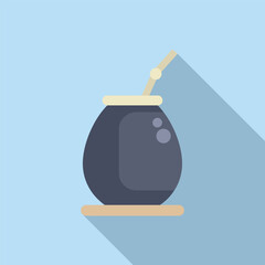 Calabash with bombilla standing on wooden coaster, traditional south american caffeine rich infused drink