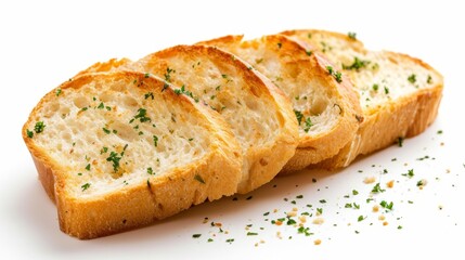 Isolated Garlic Bread Slice on White Background