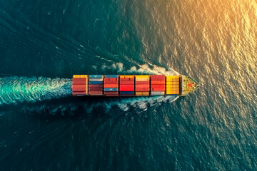 The ship is carrying a large number of containers, and it is a cargo ship, import and export business concept