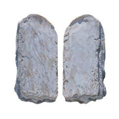 The Ten Commandments empty blank stone tablets mockup. Two empty stone tablets that Moses used to carve the 10 commandments. 