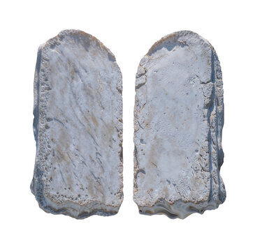 The Ten Commandments empty blank stone tablets mockup. Two empty stone tablets that Moses used to carve the 10 commandments. 