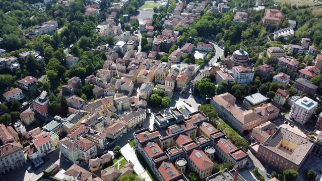 Aerial view of Salsomaggiore terme town in Parma province, Emilia Romagna, Italy