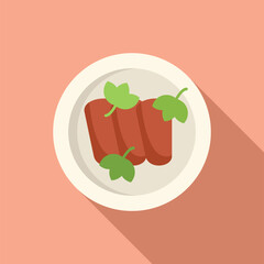 Plate with appetizing sausages garnished with fresh herbs, representing a tasty and satisfying meal