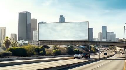 Blank billboard by the highway in Los Angeles