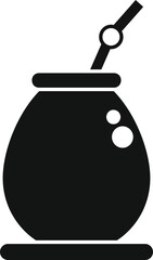 Black glyph icon representing a calabash with a bombilla, traditional elements for preparing and drinking yerba mate infusion