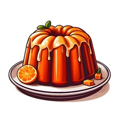 Orange Pouding isolated 2D 