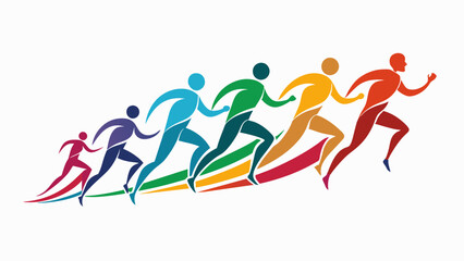 a logo of running people set of silhouettes sport