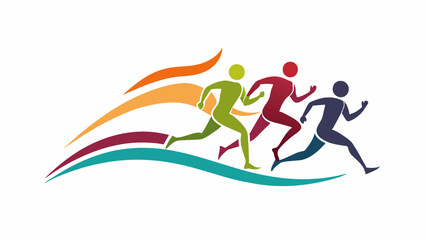 a logo of running people set of silhouettes sport