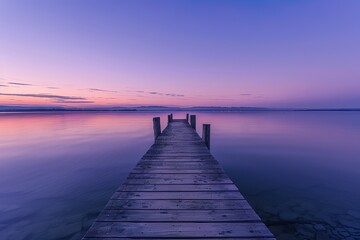 Purple Sunset Serenity: A Peaceful Evening by the Lake