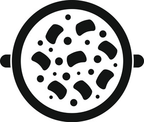 Simple cooking pot with handles full of food cooking icon on white background