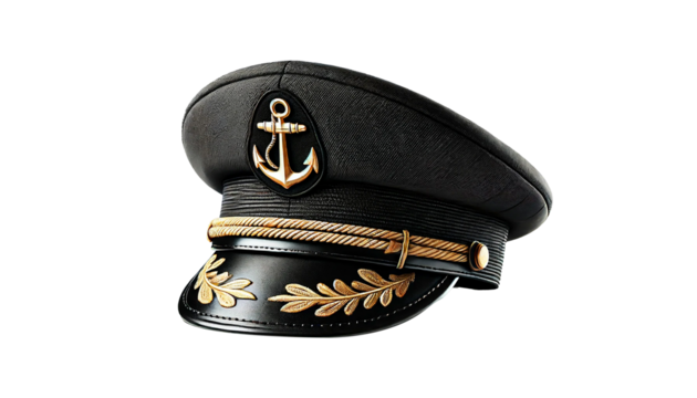 Captain hat isolated on transparent or white background