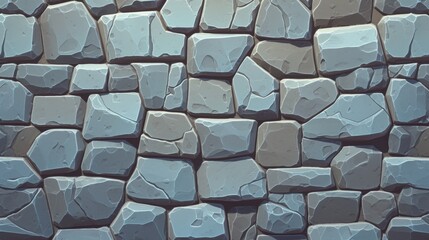 Obraz premium A detailed textured stone wall with irregular stones.