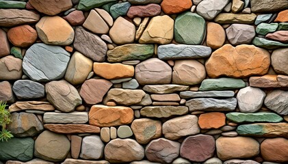 Weathered Stone Wall with Moss and Lichen