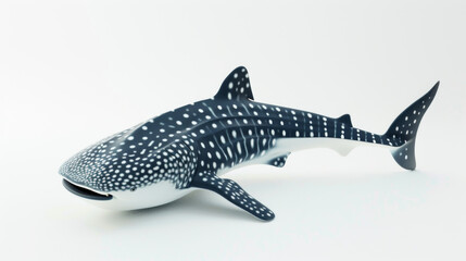 Obraz premium Highly detailed 3D model of a whale shark against a plain white background, illustrating marine life and underwater creatures.