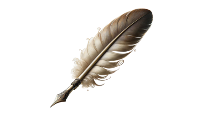 Vintage feather pen isolated on transparent or white background