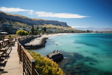 Obraz premium Sumner Beach, Christchury Relaxation by the sea., generative IA