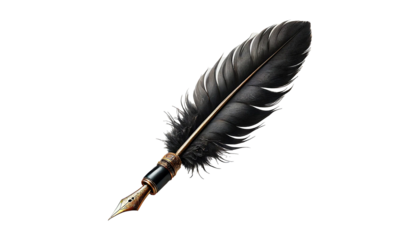 Vintage feather pen isolated on transparent or white background