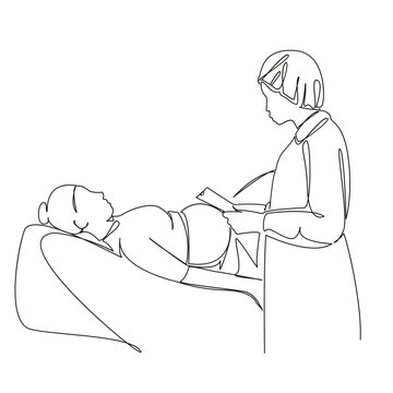 pregnant woman doctor examination line art clip art preview