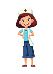 cartoon nurse character with a hat and apron