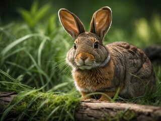 Fototapeta premium Close up portrait of an Eastern Cottontail Rabbit