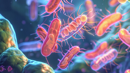 Obraz premium Futuristic illustration depicting the hidden beauty of gut-friendly bacteria, super realistic