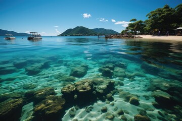 Fototapeta premium Aquatic Paradise in Cairns Green Island, Marine Life and Beaches., generative IA