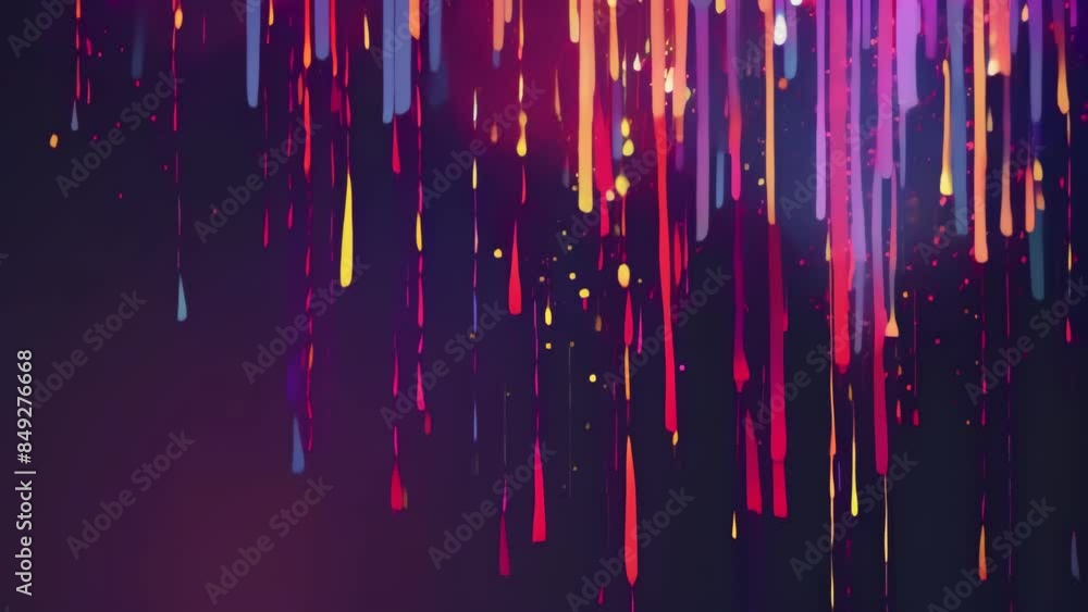 Poster Abstract digital art with colorful paint drips on a dark background. Vibrant and dynamic composition. Perfect for modern art projects and creative designs
