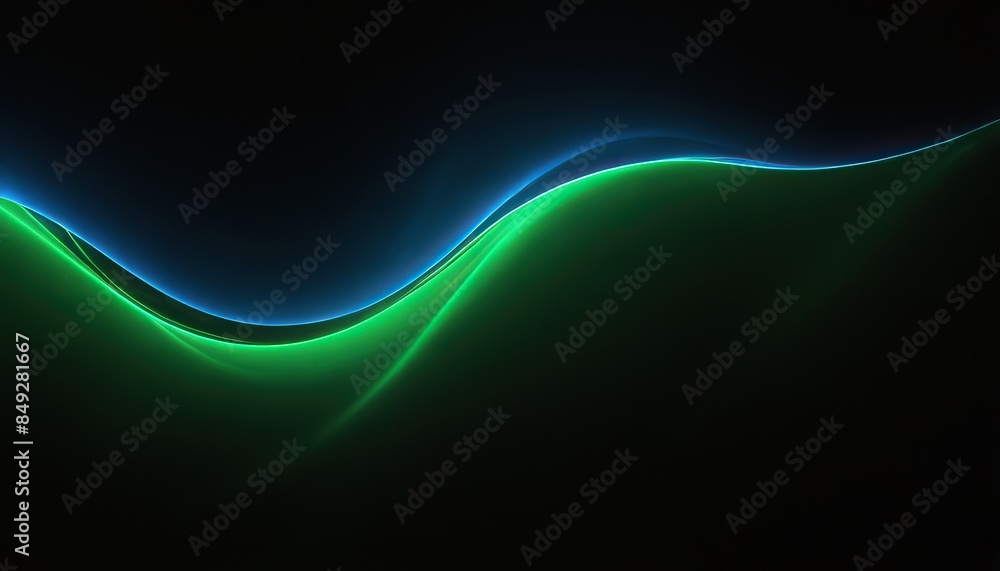 Wall mural abstract vector wave lines flowing dynamic in blue green colors isolated on black background
